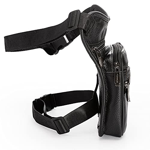 Bolsa de Pierna,Pernera Moto Bolso de cuero for hombre, bolso de cintura, bolso cruzado, bolso cruzado, bolso for pantalones, correa for cadera, trasero, ciclismo, motocicleta, bandolera mensajero(Bro
