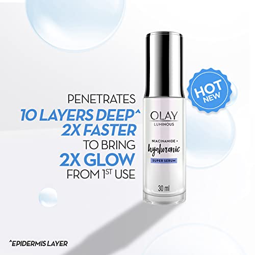 Image of Olay Hyaluronic Face Serum with Niacinamide l Intense Hydration l Dewy Glow & Smooth Texture l Normal, Oily, Dry & Combination Skin l Parabens & Sulphate-free l 30ml