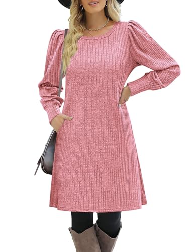 Image of Zeagoo Plus Size Sweater Dress for Curvy Women Sweater Dresses 2026 Fall Winter Dresses Knitwear, Light Pink XXL