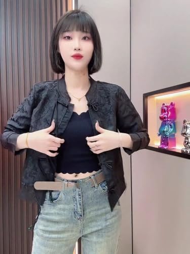 Spring jacket for women with Chinese-style satin and Knot Buttons3