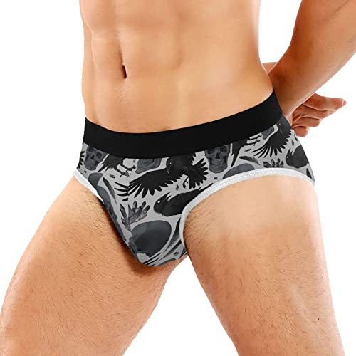 Men's Underwear Briefs Comfort Soft Stretch Classic Fit Skull Crow Darkness Briefs with Contour Pouch2