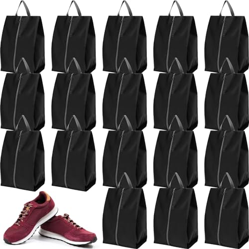 Paterr 18 Pcs Shoe Bags for Travel XX-Large Storage Packing Organizer Waterproof Shoe Carrier with Zipper Protable Covers for Travel for Women Men, Black