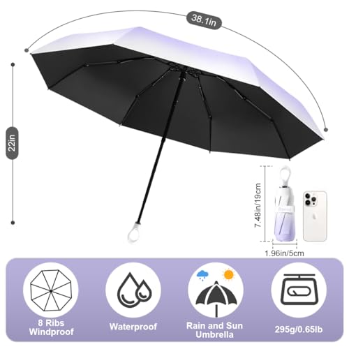 Image of PALAY Mini Sun Umbrella UPF 50+ Sun Protective Sun Umbrella with Black Liner 6 Strong Ribs Design Fashion Outdoor Folding Umbrella Travel