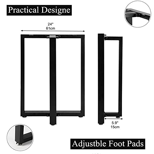 Image of HOMEKAYT Metal T-Shape Desk Legs 28 inchx 24 inch Heavy Duty, 2 Pcs - Black