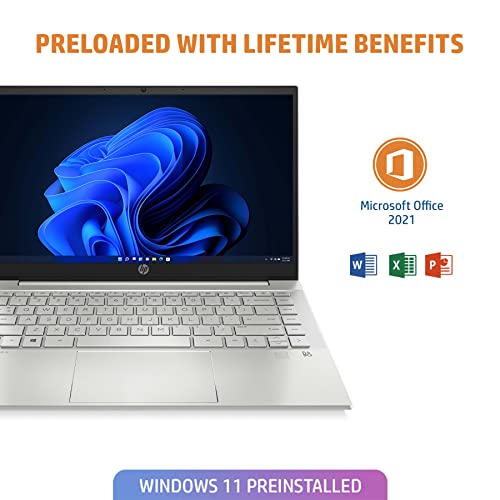 Image of HP Pavilion 14, AMD Ryzen 5 5625U, 14-inch (35.6 cm), FHD, 16GB DDR4, 512GB SSD, AMD Radeon Graphics, FPR, Backlit KB, Audio by B&O, Thin & Light (Win 11, MSO 2021, Silver, 1.41 kg), ec1019AU
