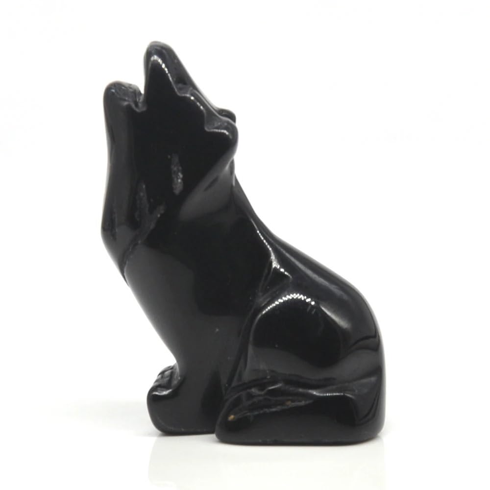 DPURPIWADY Crystal Statue Black Obsidian Stone Carving Home Decor Animal Ornament