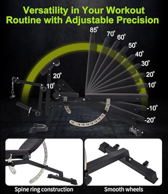 Adjustable Weight Bench with Leg Extension and Leg Curl, 800LBS Utility Workout Bench with Preacher Curl for Weight Lifting, Incline-flat-decline Full Body Bench for Home Gym