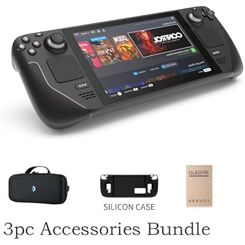 Valve Steam Deck 1TB Handheld Gaming Console with Carring case, 1280 x 800 LCD Display, Bundle Silicone Soft Cover Protector & Tempered Glass Film