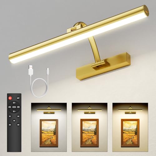 KEILAIMO Picture Lights for Wall, 16.5' Rechargeable Art Light with Remote & Timer, 5200mAh Battery...