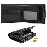 GOIACII Mens Wallet Large Capacity Genuine Leather RFID Blocking Bifold Wallets for Men with ID Window and 15 Card Slots