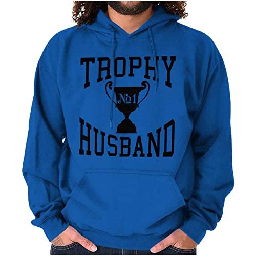 Brisco Brands Trophy Husband No. 1 Hubby Award Hoodie Hooded Sweatshirt Men Royal