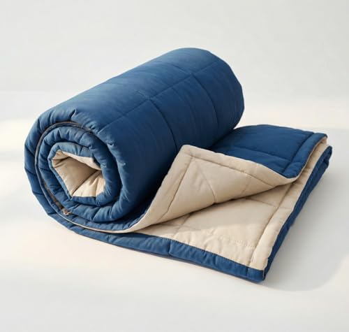 Image of SANMARINO Reversible Single Size Comforter 220 GSM Microfiber | Single Bed AC Comforter /Blanket for Winter & All Season | Soft Lightweight Quilt /Duvet (60 x 90 Inches, Denim Blue)