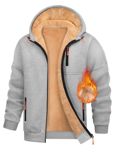 Nadeer Men's Hoodies Winter Warm Zip Up Jacket Casual Fleece Sweatshirt with Pockets Long Sleeve Pullover Sportswear Light Grey Nadeer Men's Hoodies Winter Warm Zip Up Jacket Casual Fleece Sweatshirt with Pockets Long Sleeve Pullover Sportswear Light Grey