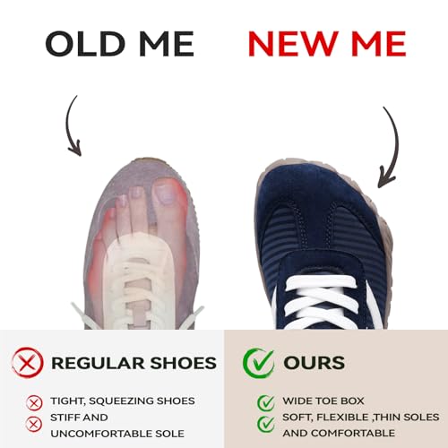Image of Barefoot Shoes Women Casual Sneakers,Wide Toe Box Shoes Women Zero Drop Barefoot Shoe Men,Minimalist Trail Running Shoe,Non-Slip Lightweight Breathable Comfortable Fashion Walking Hiking Shoes Unisex