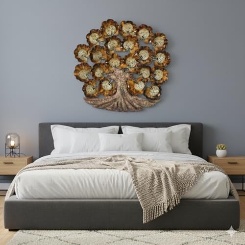 Image of Bharat Art Metal Iron Jali Tree Wall Art Decor for Living room Home Bedroom Cafe Interior Decorative | Elegant Wall Hanging Sculpture | Gift Item | Multicolor | 30 x 2 x 30 Inch | W173