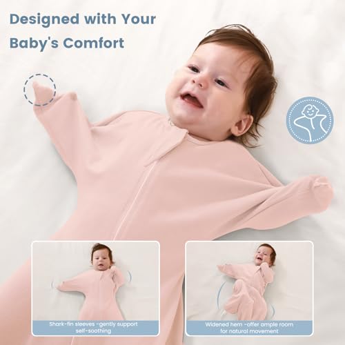 Image of ZIGJOY Swaddle Sleep Sack 6-12 Months, 1.0 Tog Cotton Baby Swaddle Blanket | 100% Cotton - Soft & Breathable & Non-shrink, 2-way Zipper for Easy Diaper Changes, Long Sleeves Allow Self-soothing