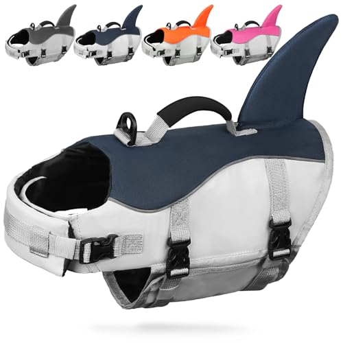 AMZNOVA Dog Life Jacket Shark Dog Life Vest Swimming Vest
