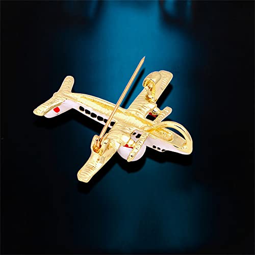 Image of Shell Pearl Airplane Brooch Pin for Women Girls Gold Plated Fashion White Flying Plane Lapel Pins Badge Dress Suit Scarft Accessories Holiday Party Jewelry Unisex Souvenir Gifts for Flight Crew Aviator Lover