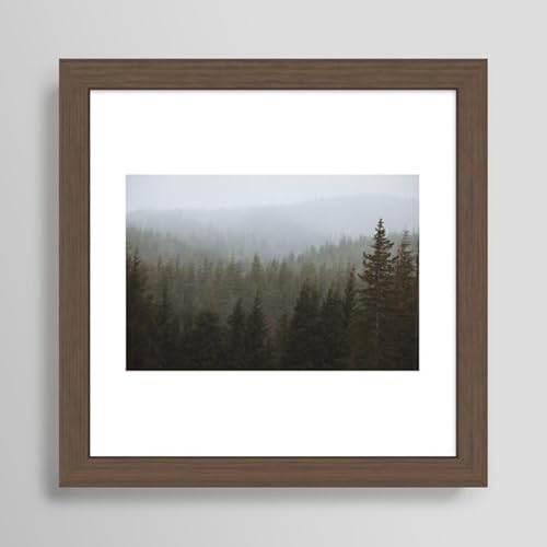 Society6 Snowy Forks Forest by Kevin Russ Framed Art Print (Modern Walnut - X-Small 10 x 10-12x12)