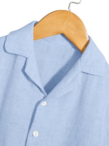 Image of Verdusa Boy's 2 Piece Sets Linen Set Going Out Summer Outfits Button Up Shirt and Pants Set Matching Sets