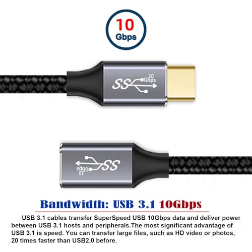 Cable de datos USB-C macho a hembra xiwai de 3 metros y 10 Gbps 100W 4