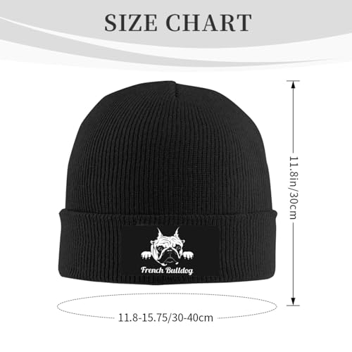 VunKo Unisex Bee Fluffy Beanie für Männer und Frauen Cuffed Plain Knit Hat Winter Weiche Warme Beanies Hüte Kappe, Französische Bulldogge spähende Hunde, Einheitsgr��e