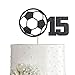 Soccer 15th Birthday Cake Topper Black Glitter Sport Boy Girl 15 Years Birthday Party Supplies, Decorations