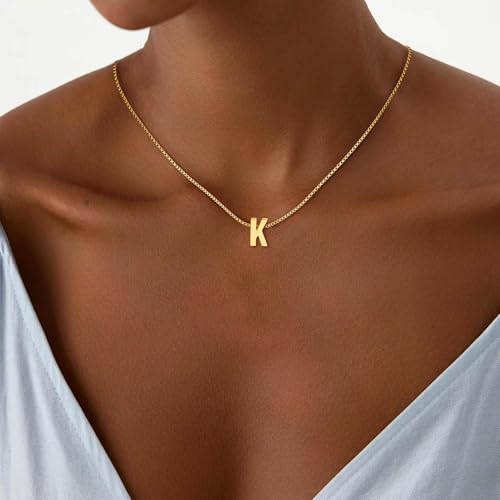 Initial Necklace for Women Girls - Dainty 18K Gold Plated Initial Letter Necklace Teen Girls Gifts Trendy Stuff Tiny A-Z Pendant Necklace Birthday Gifts 5 6 7 8 9 10 Years Old Girl2