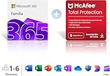 Microsoft 365 Familia | 12 meses | 6 personas | Hasta 6 TB de almacenamiento Onedrive | Apps Office con IA + McAfee Total Protection │ 6 Dispositivos | Código de activación por email