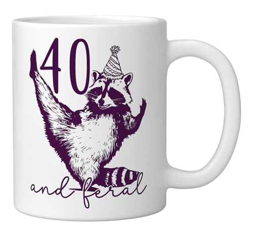 Taza cerámica Forty & Feral 1986 Party Raccoon 11 oz blanca miniatura 2