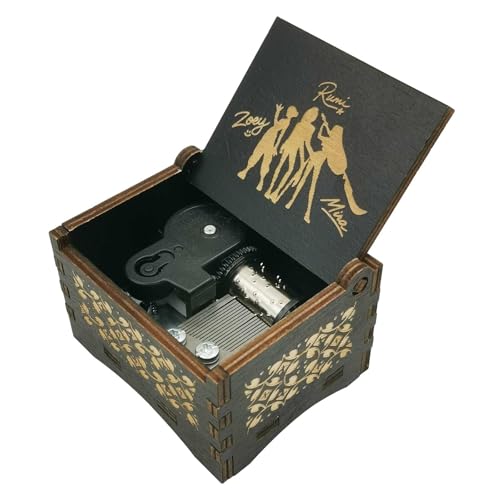 Caja de música de madera vintage grabada Kpopes con diseño láser 3