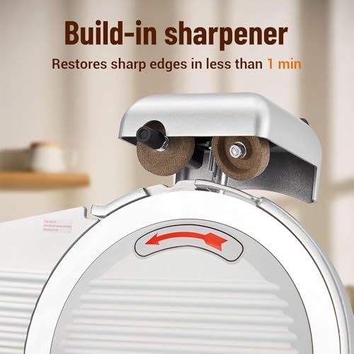 Commercial Meat Slicer 240W,Semi-Automatic Meat Cutter Equipped With Detachable Blades of 10in,Food Slicer with Sharpening Stone,0-12mm Adjustable Slice Thickness,for Home and Commercial Use