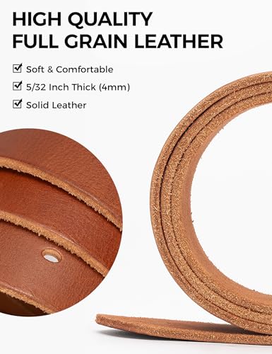 Image of No Buckle Full Grain Leather Belt Men Women Fits With 1.5 Inch Buckle