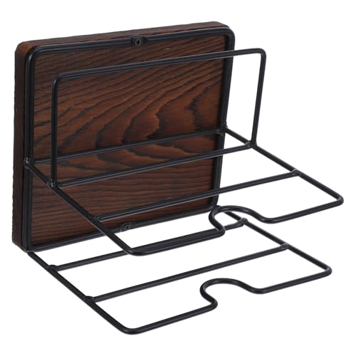DECORNIJIA Porte-Serviettes de Table en Bois Foncé avec Support pour Salière et Poivrière, Range-Serviettes Cuisine Moderne, Plateau de Rangement Multifonction pour Plan de Travail et Table à
