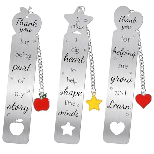 COCHIE 3PCS Metal Bookmark Bulk Teacher Appreciation Gifts Thank You for Helping Me Grow Bookmarks with Tassel for Teachers Women Men Graduation Gift from Students (Teachers)
