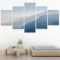 SIGNWIN 5 Panel Canvas Wall Art Blue Sunset for Home Decorations Ready to Hang - 60