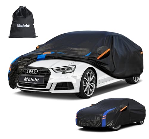 Image of Custom Fit Car Cover for Audi A3 S3 RS3 Sedan (2008-2026), Upgraded Waterproof All Weather Outdoor Auto Cover with Driver Door Zipper & Mirror Pockets, UV /Snow /Dust Protection