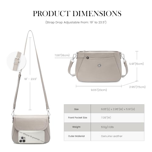 Image of befen Genuine Leather Saddle Crossbody Bags for Women with RFID Blocking, Small Flap Cross Body Purse Hangbags