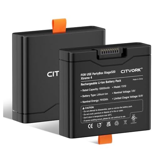 CITYORK 7.4V/10800mAh Ersatz Akku für JBL Partybox Stage 320 / JBL Xtreme 4 Bluetooth-Lautsprecher, Lässt Sich in Sekundenschnelle austauschen, sodass die Party doppelt so Lange am Laufen hält