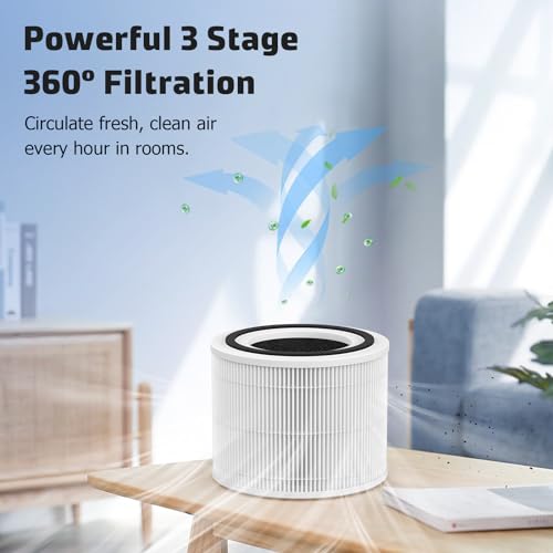 Image of HEPA Replacement Filter Compatible Levoit Core300, core300s, 3 IN 1 True HEPA Filter with Carbon Filter Set, Compared to Part # Core 300-RF, 4 Pack