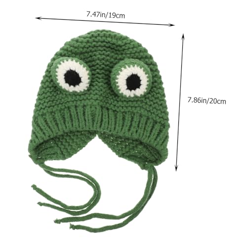 Infant Knitted Warm Hat Winter Plush Cap for Babies Thick Knit Beanie for Boys and Girls Cute Animal Winter Hat Green2