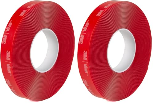 Image of 3M 4910 VHB Mounting Tape, Acrylic Foam, Permanent Bonding, Heavy Duty, Clear, 0.5 in x 5 yd, 1 Roll (Pack of 2)