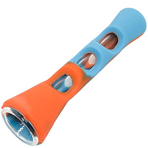 Tobacco Pipe, Concealable Silicone Smoking Pipe, Great Gift (Orange-Blue)