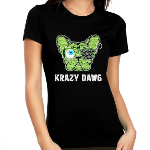 Camiseta Crazy Dog - Camiseta Dog Mom - Camisetas para cães para mulheres presentes para mães de cac