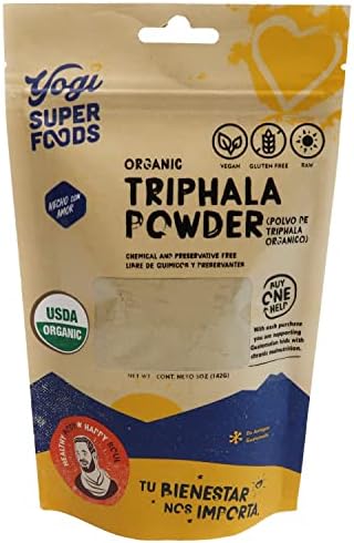 Yogi Super Foods Organic Triphala Ayurveda Herb Powder for Detox, Immune Support, Digestive Health & Balance - Gluten Free, Vegan Superfood Made with Haritaki, Amalaki, Bibhitaki - 5 Oz Bag