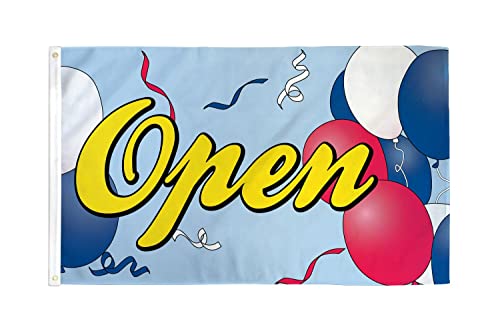 AZ FLAG, Open With Balloons Flag, 3x5 Ft, 100D Polyester It'S Open Banner with Two Metal Grommets, Fade Resistant