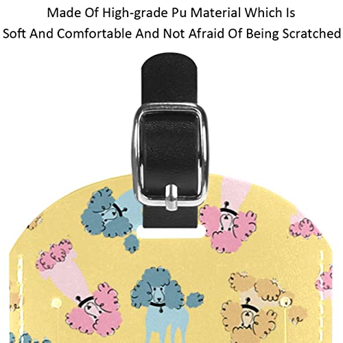 2 Pack Luggage Tags For Suitcase,Poodle Dogs Cartoon Pet,Leather Id Labels Loop Privacy Cover For Travel Bag #TOP3
