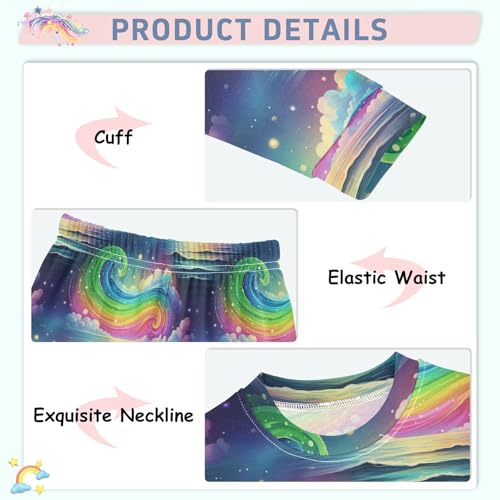 Pajama Sets Long Sleeve Rainbow Waves Ocean Soft Comfy Sleepwear 2 Piece PJS 3-8T4