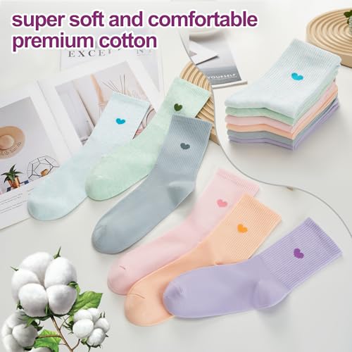 Image of inhees Women's Cotton Crew Socks - 6Pairs Above Ankle Fun Cute Heart Bootie Dress Socks - Gifts for Mother /Her