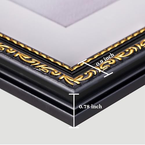 Image of eletecpro 5x7 Vintage Picture Frame, Glass Cover, Black Gold, 2-Pack | Display Photo 4x6 with Mat or 5x7 without, Horizontal or Vertical, Tabletop or Wall Decor